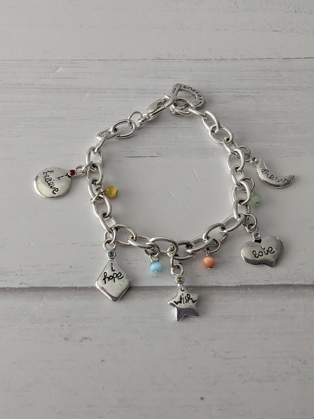 Silver Women's Positivity Charm Bracelet